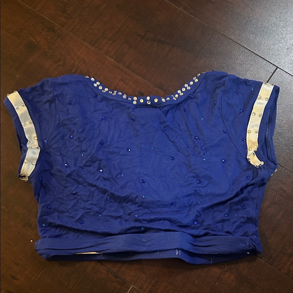 Blue Rhinestone Crop Top - Picture 2 of 3